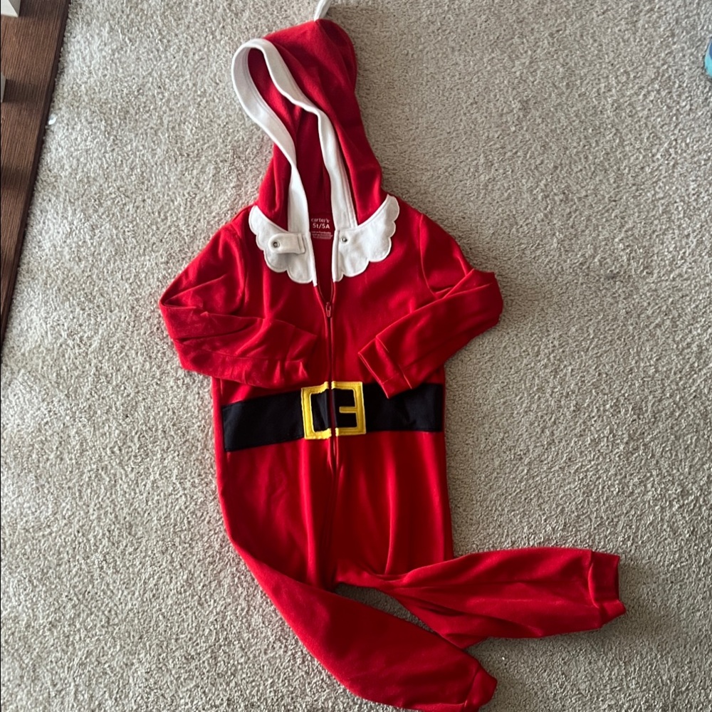 Carter's Red Hooded Onesie with White Trim